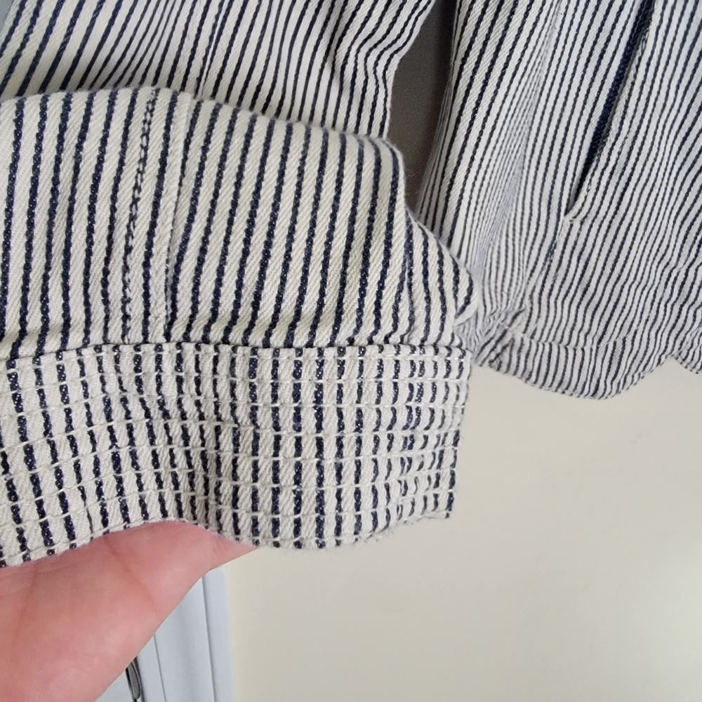 LAL Live a‎ Little Brown White Striped Cotton Button Up Jacket Sz M - Picture 4 of 8